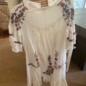 Free people white Embroidered dress - small
